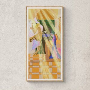 Virgin Mary & Angel | Christian Modern Wall Art Decor | Minimalist Digital Print